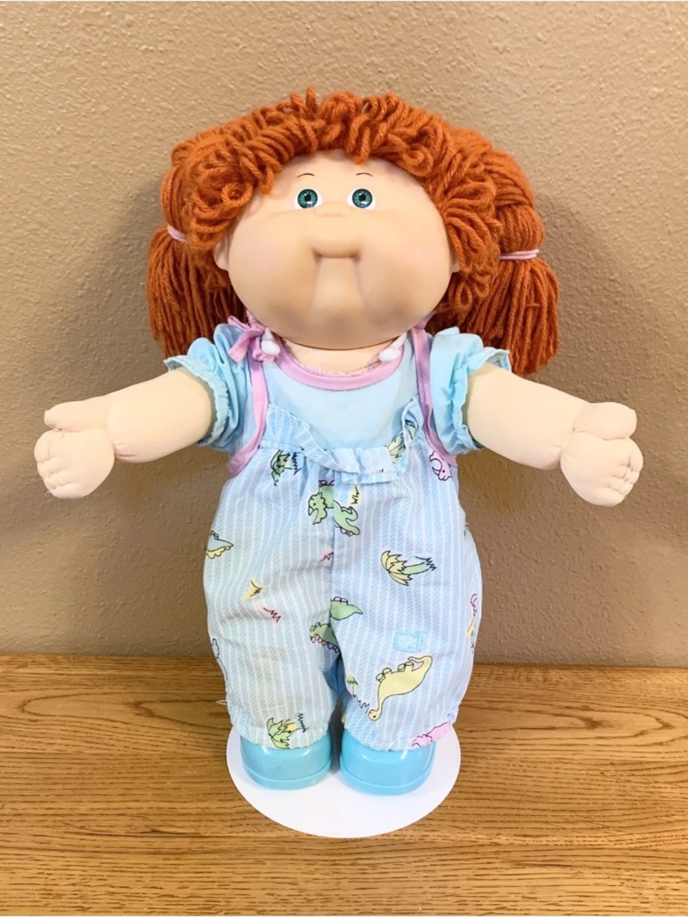 Vintage Cabbage Patch Kids Toddler Doll HM20 Girl Red Hair In Dinosaur Overalls